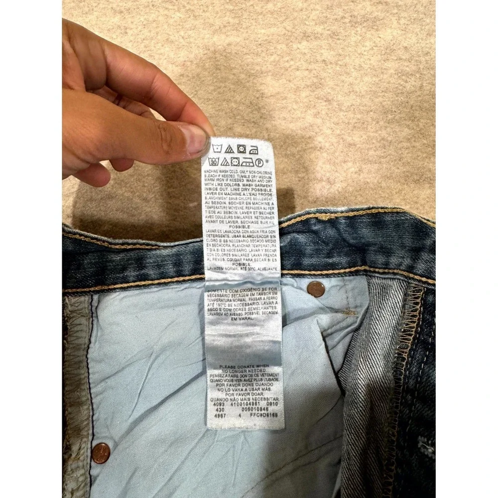 Levis 501 Straight Fit Jeans Mens 36x30 Blue‎ Whiskering Denim Cotton Button Fly
